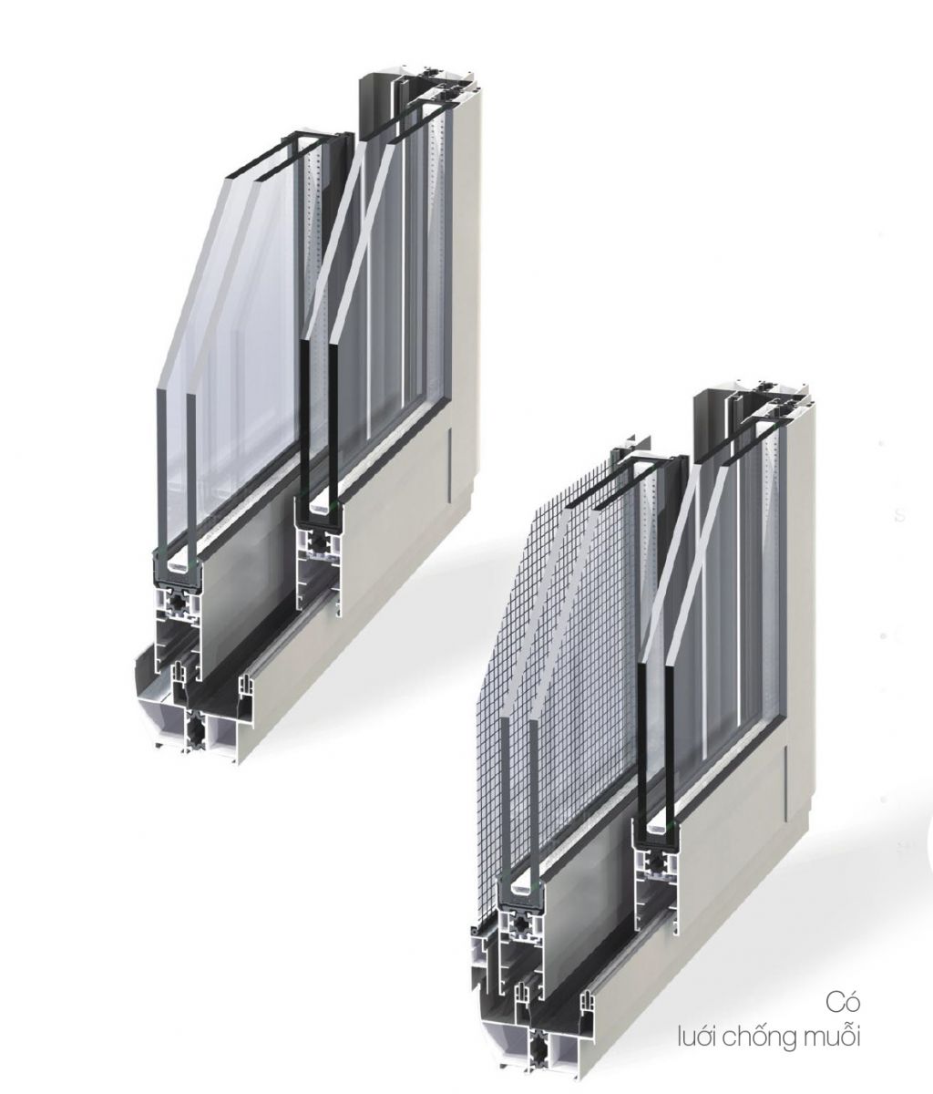 CIVRO CTL55 Cửa sổ trượt tích hợp Lưới chống muỗi