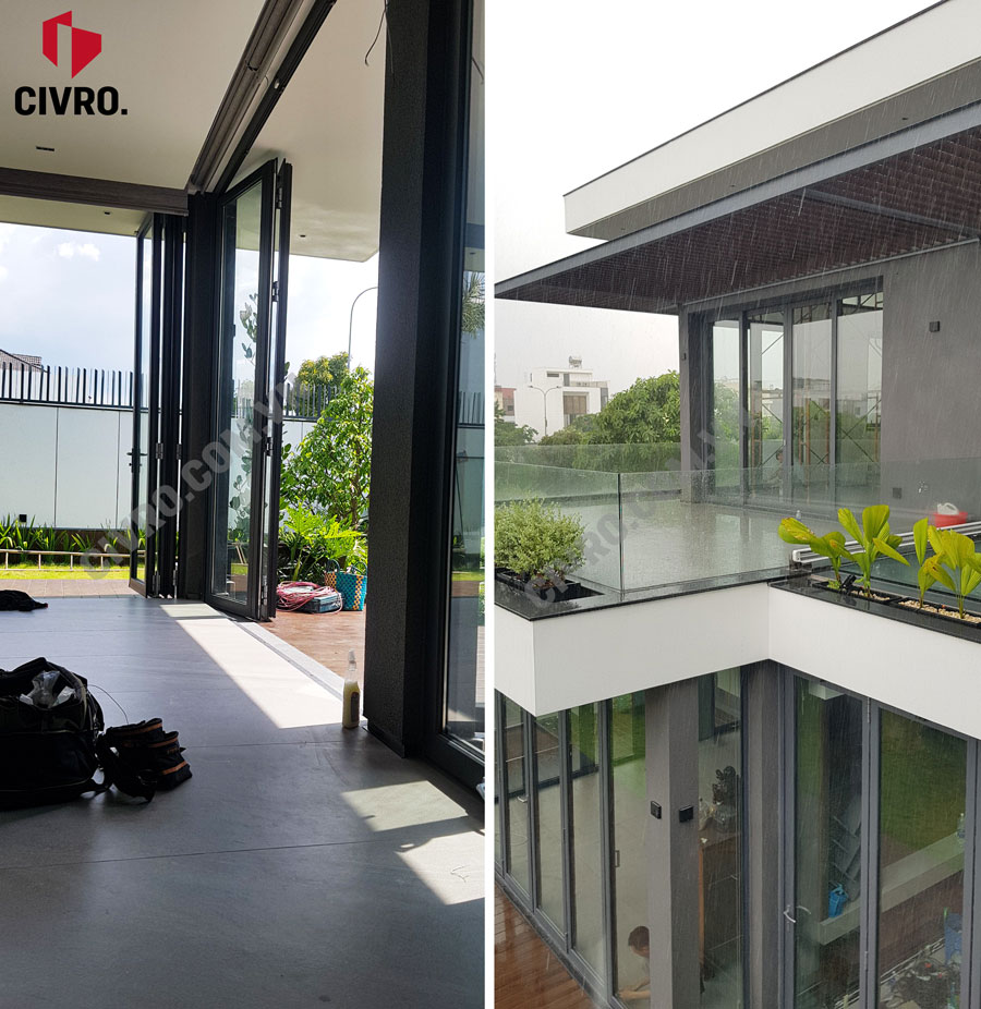 Công trình lắp đặt cửa biệt thử anh Cảnh ở Quận 9 (Civro màu xám)