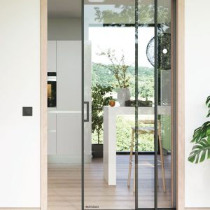 Cửa đi Mở Trượt Nhôm Hệ Slim Không Có Khung Bao