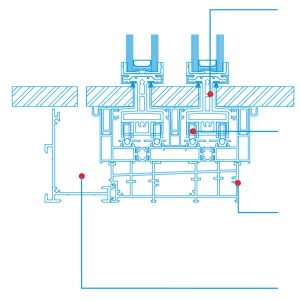 Mặt Cắt Kĩ Thuật Cửa đi Trượt Civro Orama 2 Ray ẩn