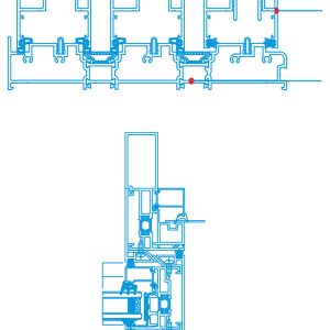 Mặt Cắt Kĩ Thuật Cửa đi Trượt Nâng 3 Ray