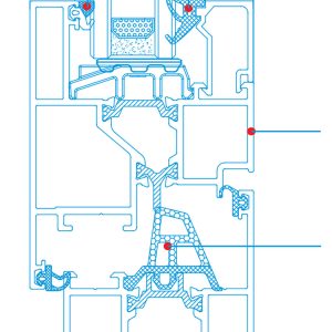 Mặt Cắt Kĩ Thuật Cửa Sổ Mở Quay Ra Ngoài nhôm 6060T6 tiêu chuẩn EU